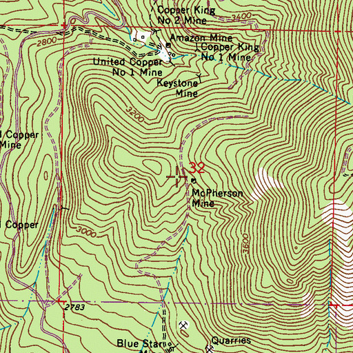 Topographic Map of McPherson Mine, WA