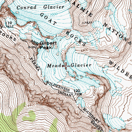Topographic Map of Meade Glacier, WA