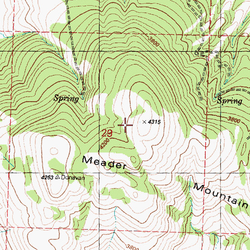 Topographic Map of Meader Mountain, WA