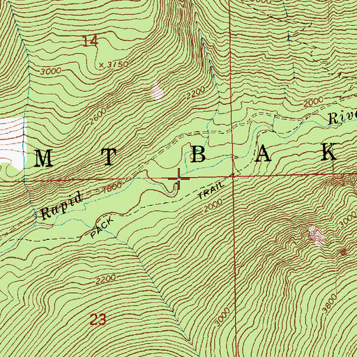 Topographic Map of Meadow Creek, WA