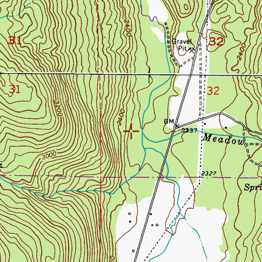 Topographic Map of Meadow Creek, WA
