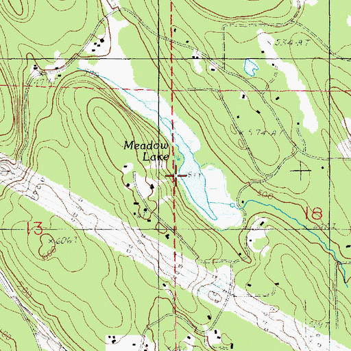Topographic Map of Meadow Lake, WA