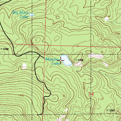 Topographic Map of Meadow Lake, WA
