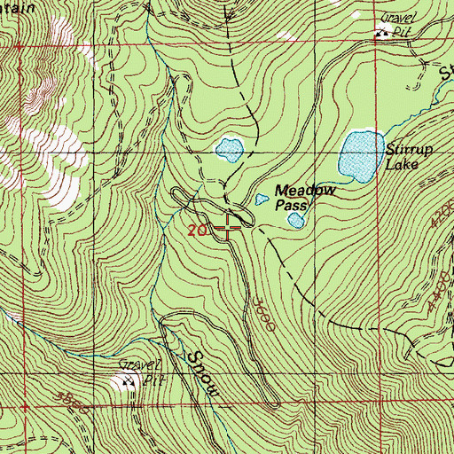 Topographic Map of Meadow Pass, WA