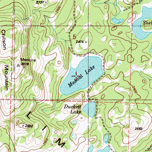 Topographic Map of Medicine Lake, WA