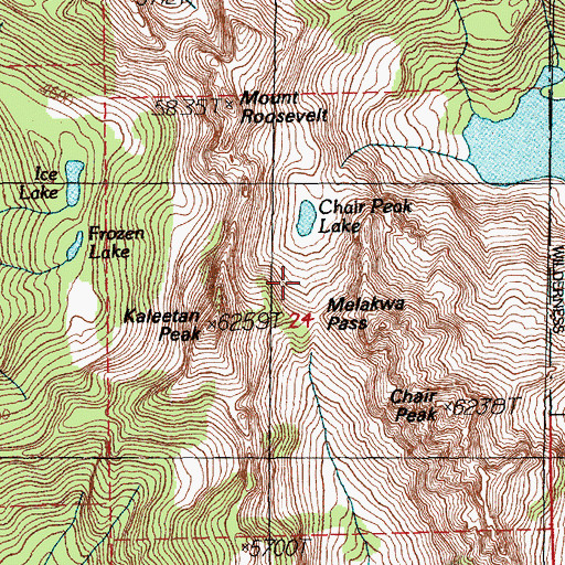 Topographic Map of Melakwa Pass, WA