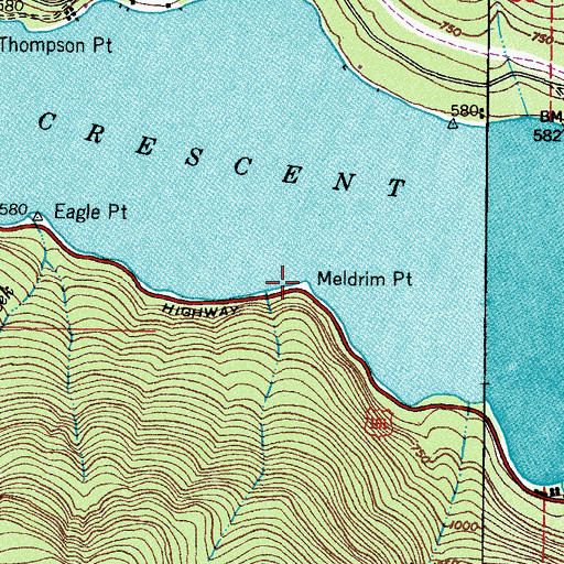 Topographic Map of Meldrim Point, WA