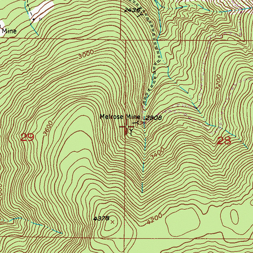 Topographic Map of Melrose Mine, WA