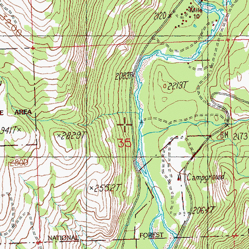 Topographic Map of Memorial Campground, WA