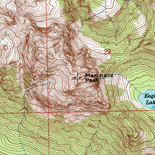 Topographic Map of Merchant Peak, WA