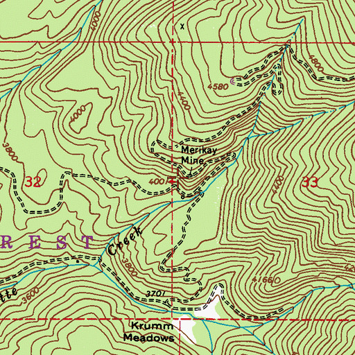 Topographic Map of Merikay Mine, WA