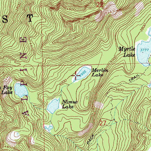 Topographic Map of Merlin Lake, WA