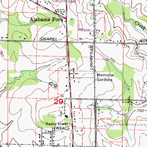 Topographic Map of Athens Memory Gardens Cemetery, AL