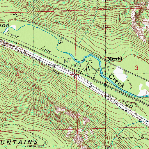 Topographic Map of Merritt, WA