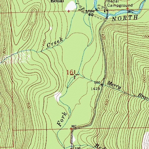 Topographic Map of Merry Brook, WA