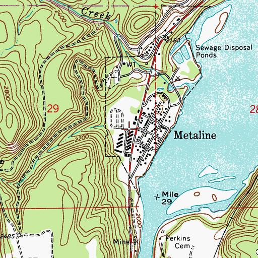 Topographic Map of Metaline, WA