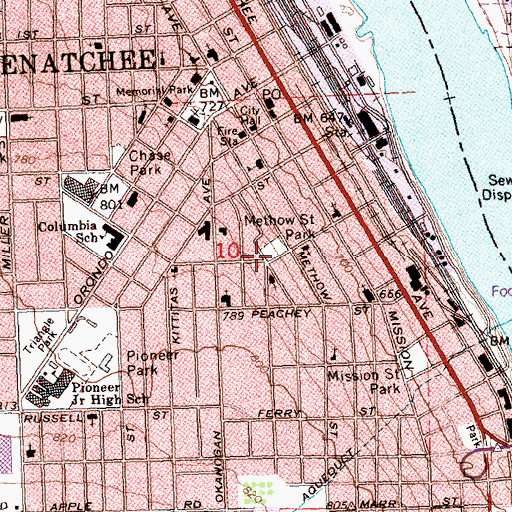 Topographic Map of Methow Street Park, WA