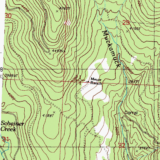 Topographic Map of Meyer Ranch, WA