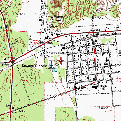 Topographic Map of Meyers Falls Cemetery, WA