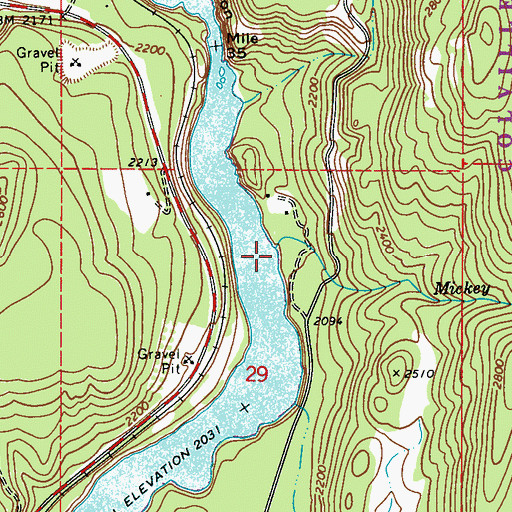 Topographic Map of Mickey Creek, WA