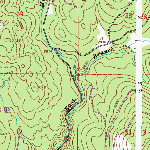 Topographic Map of Middle Branch Le Clerc Creek, WA