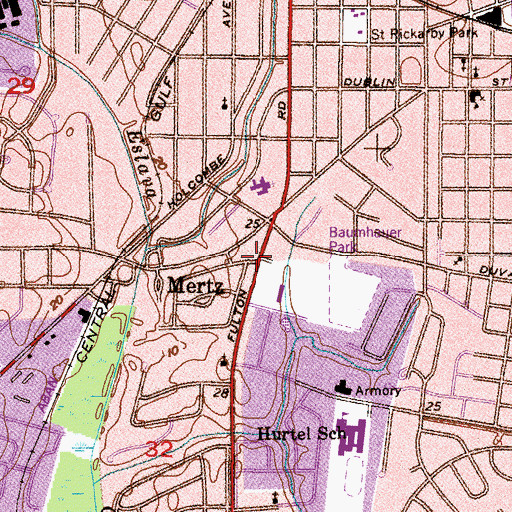 Topographic Map of Mertz, AL