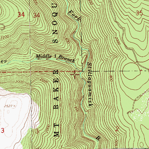 Topographic Map of Middle Branch North Fork Stillaguamish River, WA