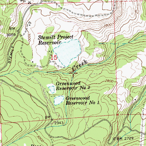 Topographic Map of Middle Creek, WA