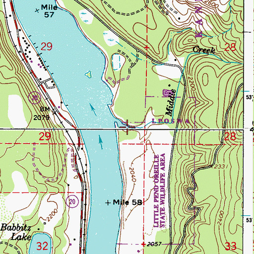 Topographic Map of Middle Creek, WA