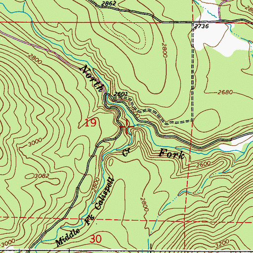 Topographic Map of Middle Fork Calispell Creek, WA
