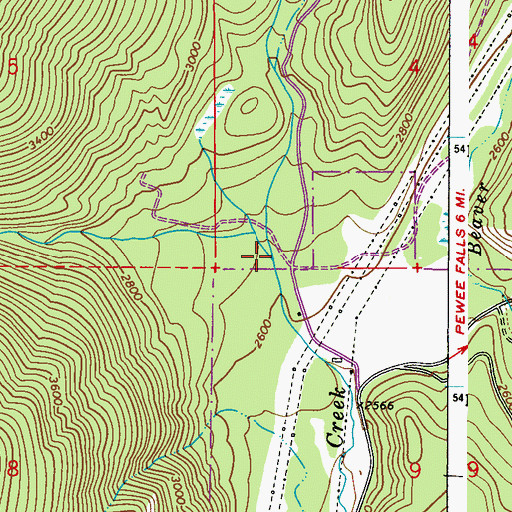 Topographic Map of Middle Fork Flume Creek, WA