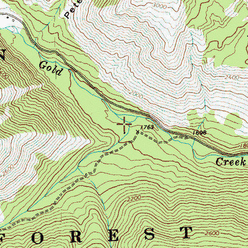 Topographic Map of Middle Fork Gold Creek, WA