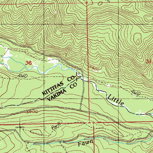 Topographic Map of Middle Fork Little Naches River, WA