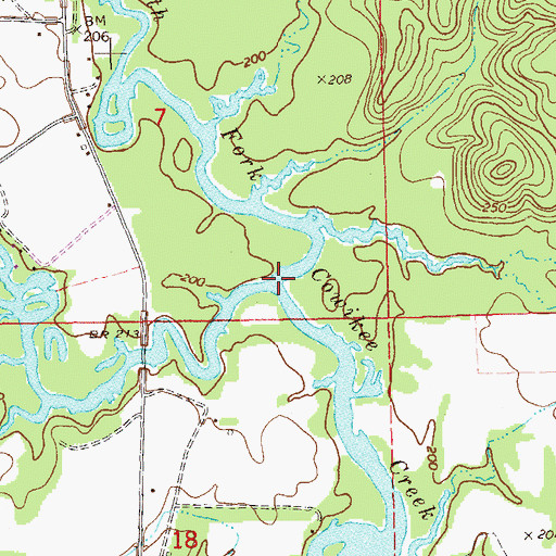 Topographic Map of Middle Fork Cowikee Creek, AL