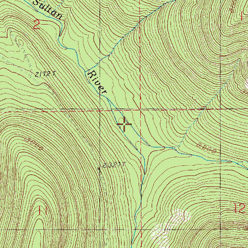 Topographic Map of Middle Fork South Fork Sultan River, WA