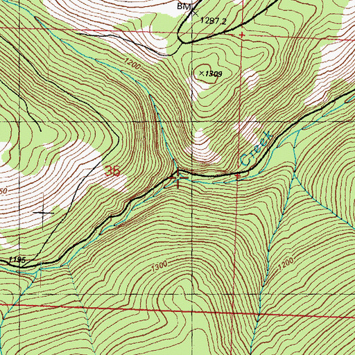 Topographic Map of Middle Fork Toats Coulee Creek, WA