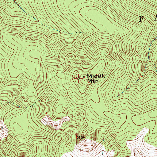 Topographic Map of Middle Mountain, WA