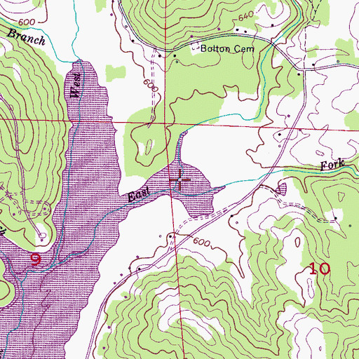 Topographic Map of Middle Fork Lost Creek, AL