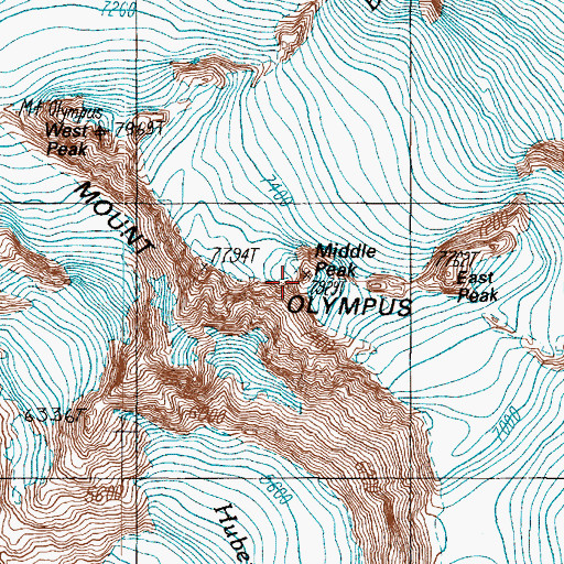 Topographic Map of Middle Peak, WA