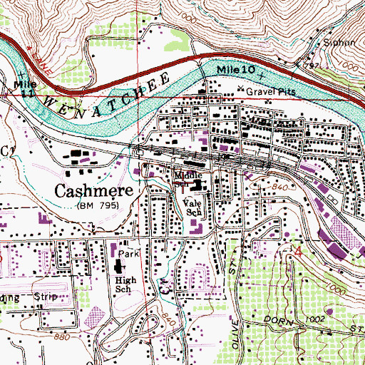 Topographic Map of Middle School, WA