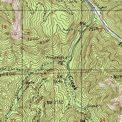 Topographic Map of Middle Shaser Creek, WA