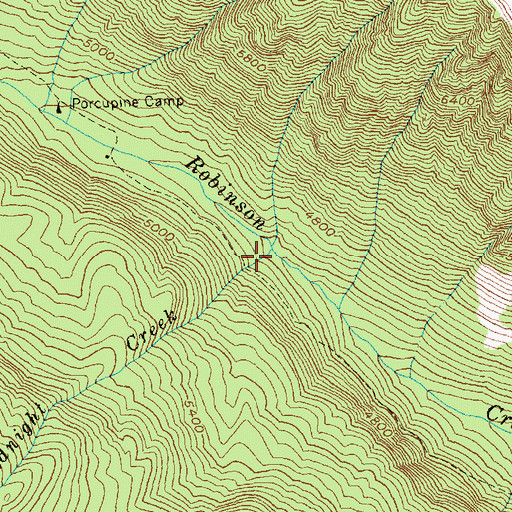 Topographic Map of Midnight Creek, WA