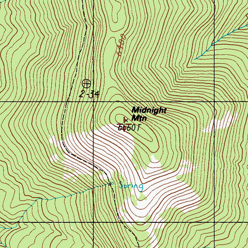 Topographic Map of Midnight Mountain, WA