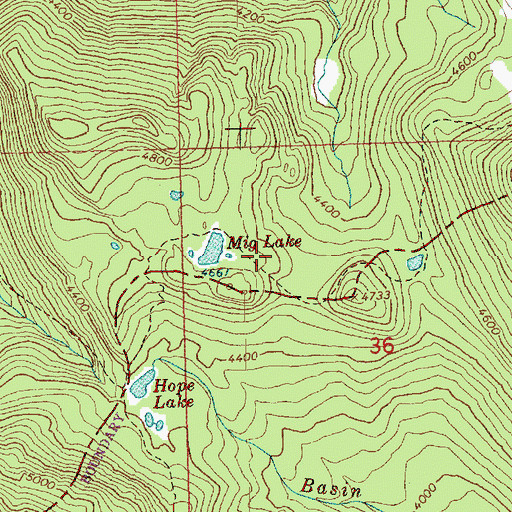 Topographic Map of Mig Lake, WA