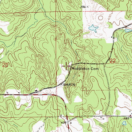 Topographic Map of Middleton Cemetery, AL