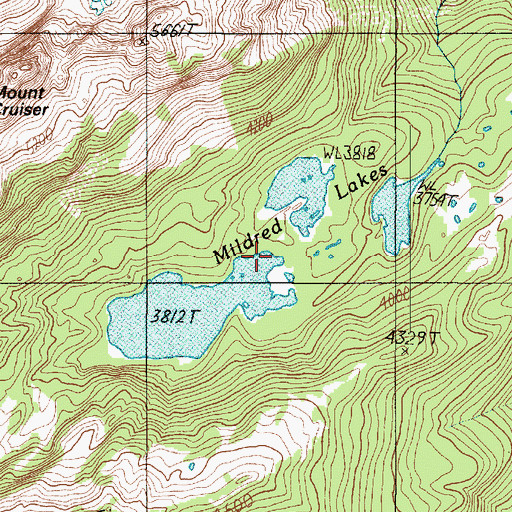 Topographic Map of Mildred Lakes, WA