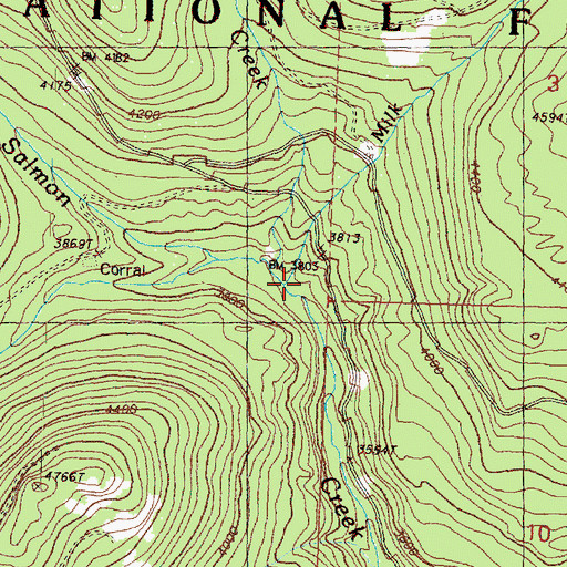 Topographic Map of Milk Creek, WA
