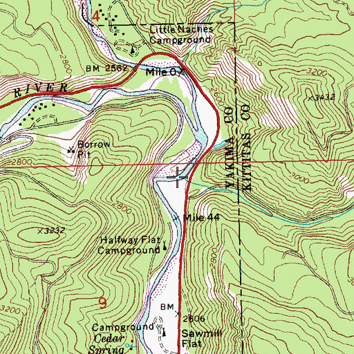 Topographic Map of Milk Creek, WA