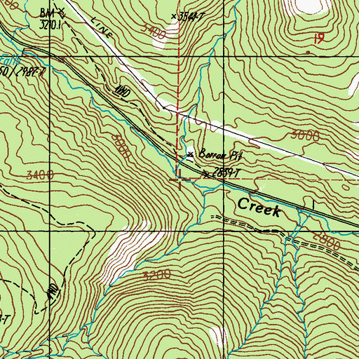 Topographic Map of Milk Creek, WA