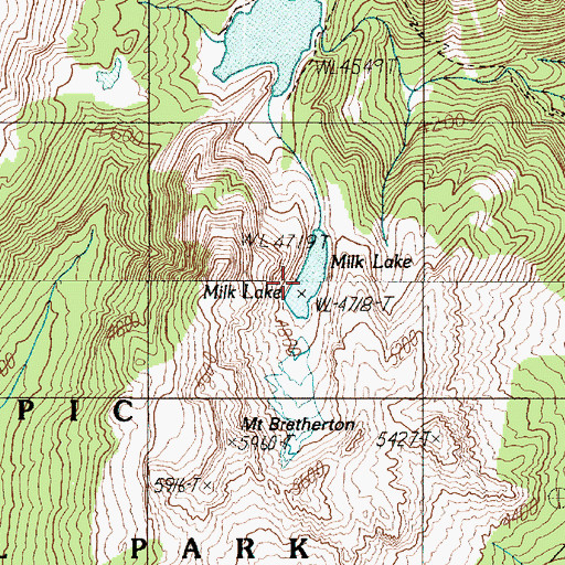 Topographic Map of Milk Lake, WA